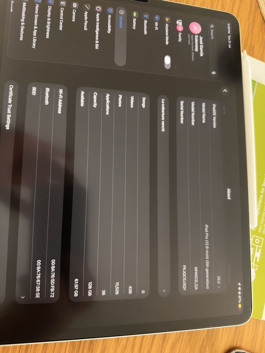 Apple Tablet PC: iPad Pro 12.9’ 5th Gen 128 GB with Apple Pencil 2 – Gebraucht aus Basel von jag_dpl6 1