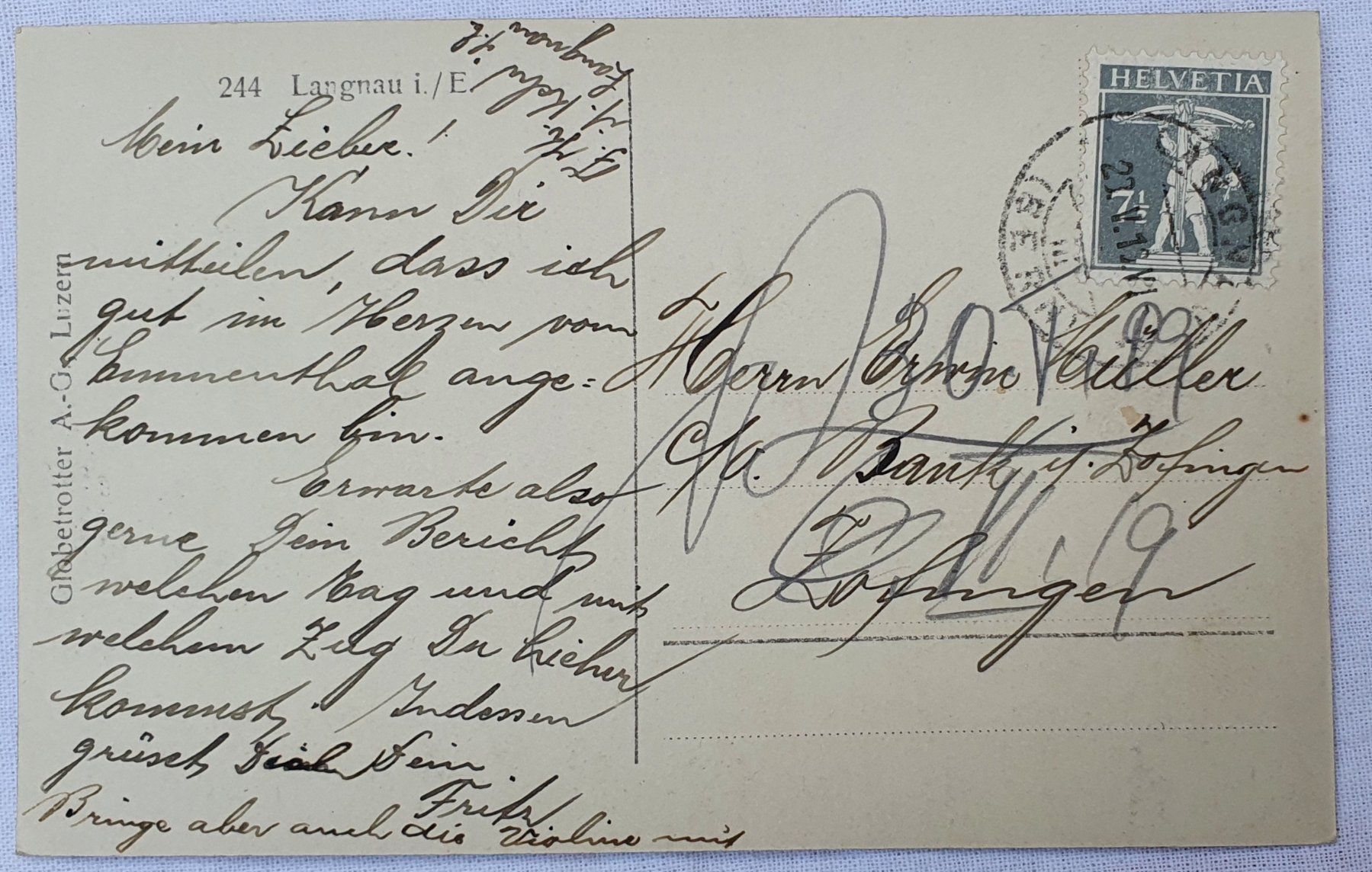 Cartoline postali: Langnau im Emmental – Usato da Kreuzlingen venduto da Rschweiz1 1