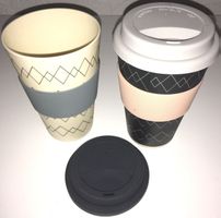 2 Stück Bambus-Kaffeebecher mit Deckel  Volumen 340 ml
