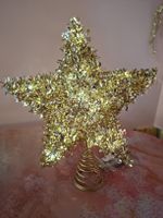 neu: Weihnachtsbaumspitze Stern Gold Glitzer LED Licht