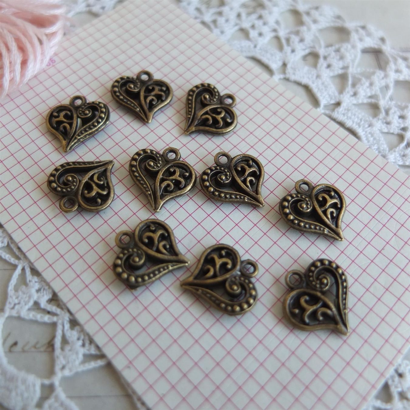Pendentifs: 10 Charm Anhanger Herz coeur Bronze – Neuf (Voir description) à Meyrin par laservette99