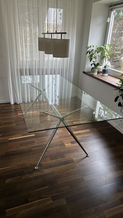 Esstisch 200x100cm • Glas/Chromstahl