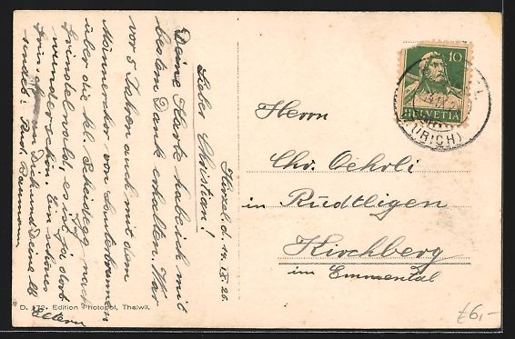 Cartoline postali: AK Hirzel, Ortsansicht, 1926 – Usato da Berlin venduto da bartko-reher 1