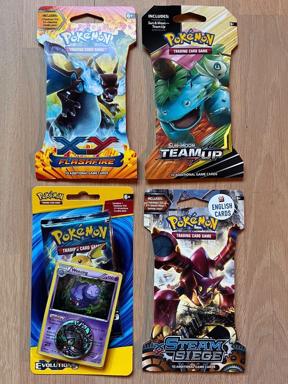 4X POKEMON XY BLISTER BOOSTER PACK FLASHFIRE TEAM UP RARE (Neu und ...
