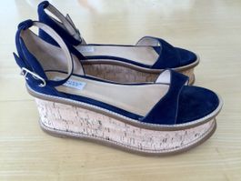 Gabriela Hearst Platform Sandalen / Kork Wedges blau 41
