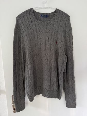 Polo Ralph Lauren Strickpullover Zopfmuster Grau Grösse XL