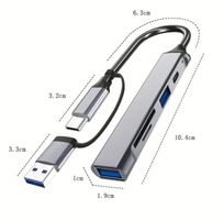 USB-C & USB-A Adapter 5in1 – Kartenleser & USB 3.0 Hub