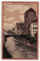 Brugg, Partie an der Aare, schwarzer Turm, um 1920