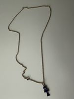 Vintage SILBER Halskette mit Anhänger, blau emailliert
