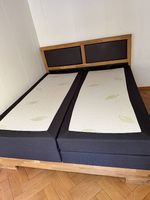 Doppelbett Bettgestell Holz mit zwei Matratzen 180x200