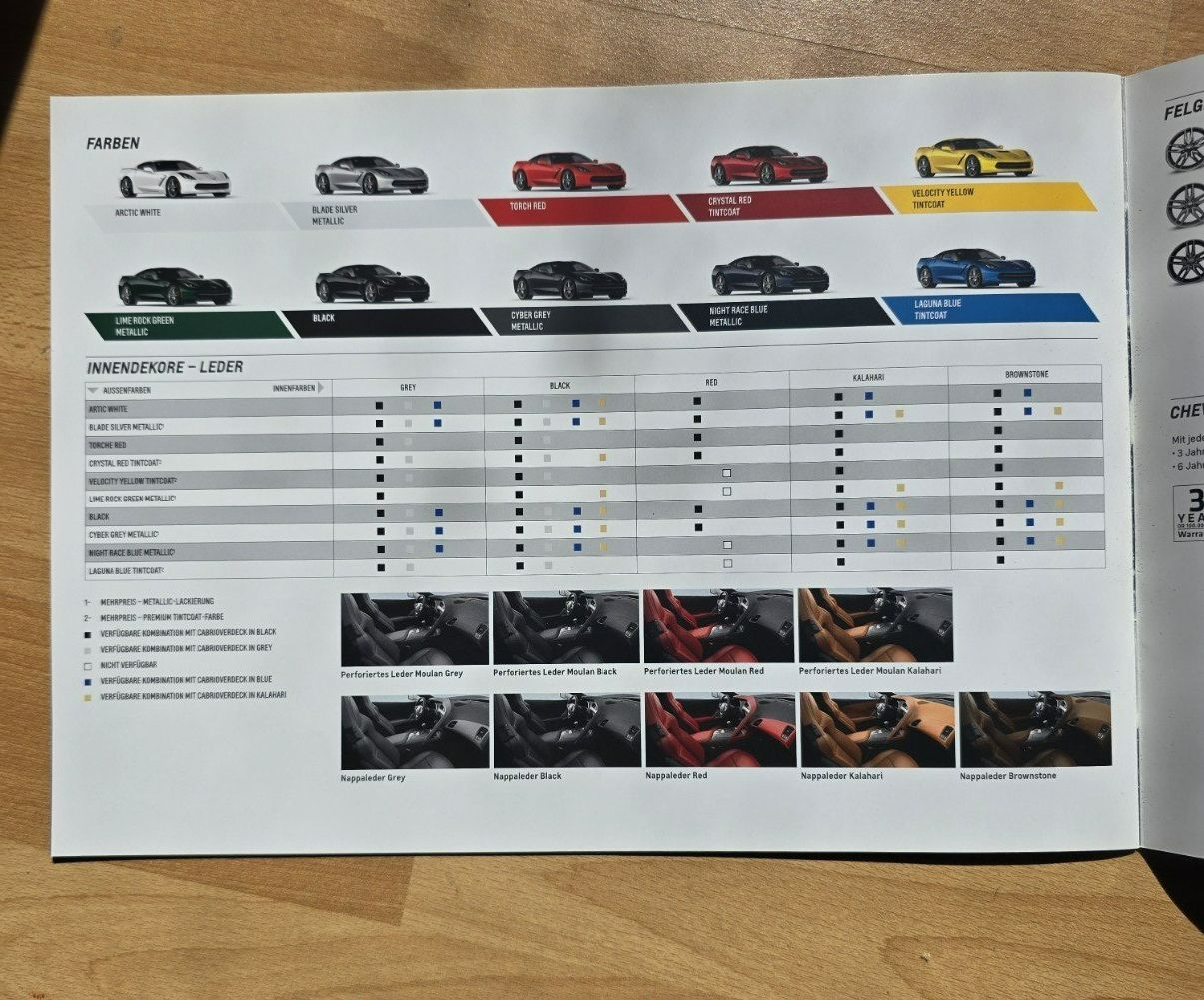 Chevrolet Documenti: Chevrolet Corvette C7 Stingray Prospekt / Katalog – Usato da Hornussen venduto da Corvette- 7