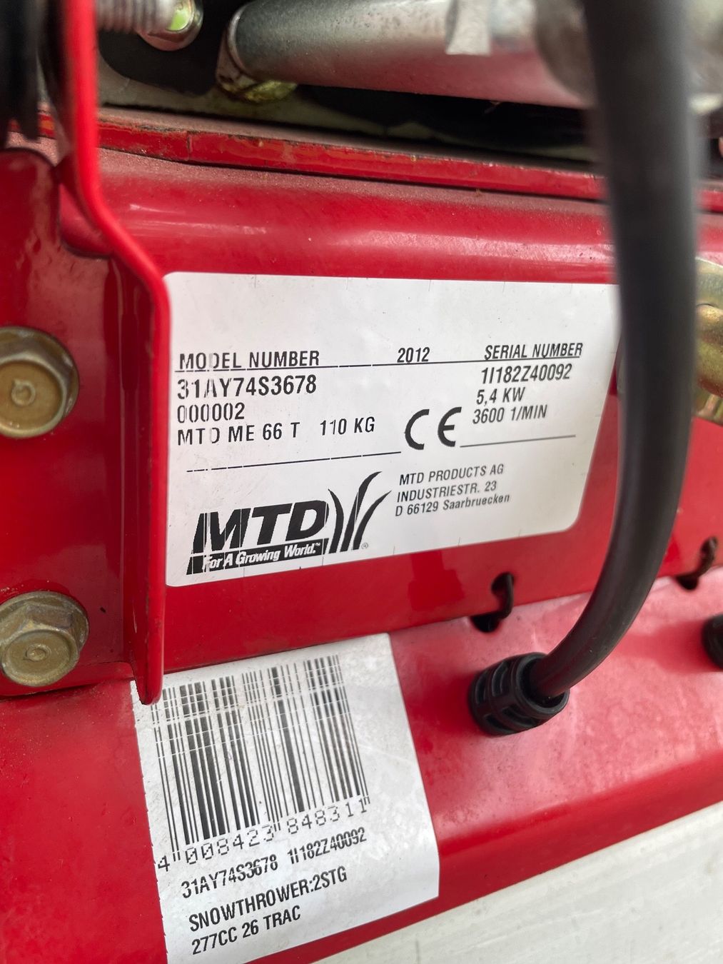 Mtd Tutte le macchine: Schneefräse Raupen Mtd – Usato da Urdorf venduto da mol_2qc8 6
