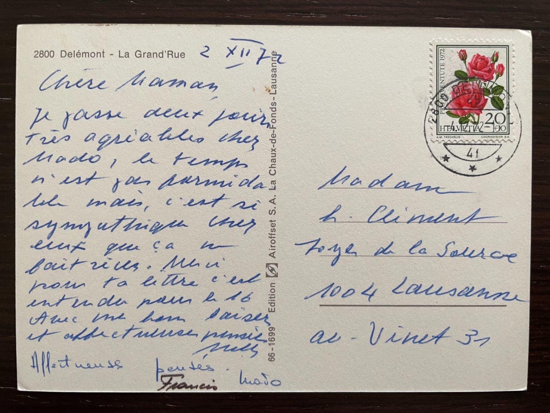 Cartoline postali: DELÉMONT La Grand'Rue, animée, Oldtimer, 1972 – Usato da Wald ZH venduto da TLILEF 1