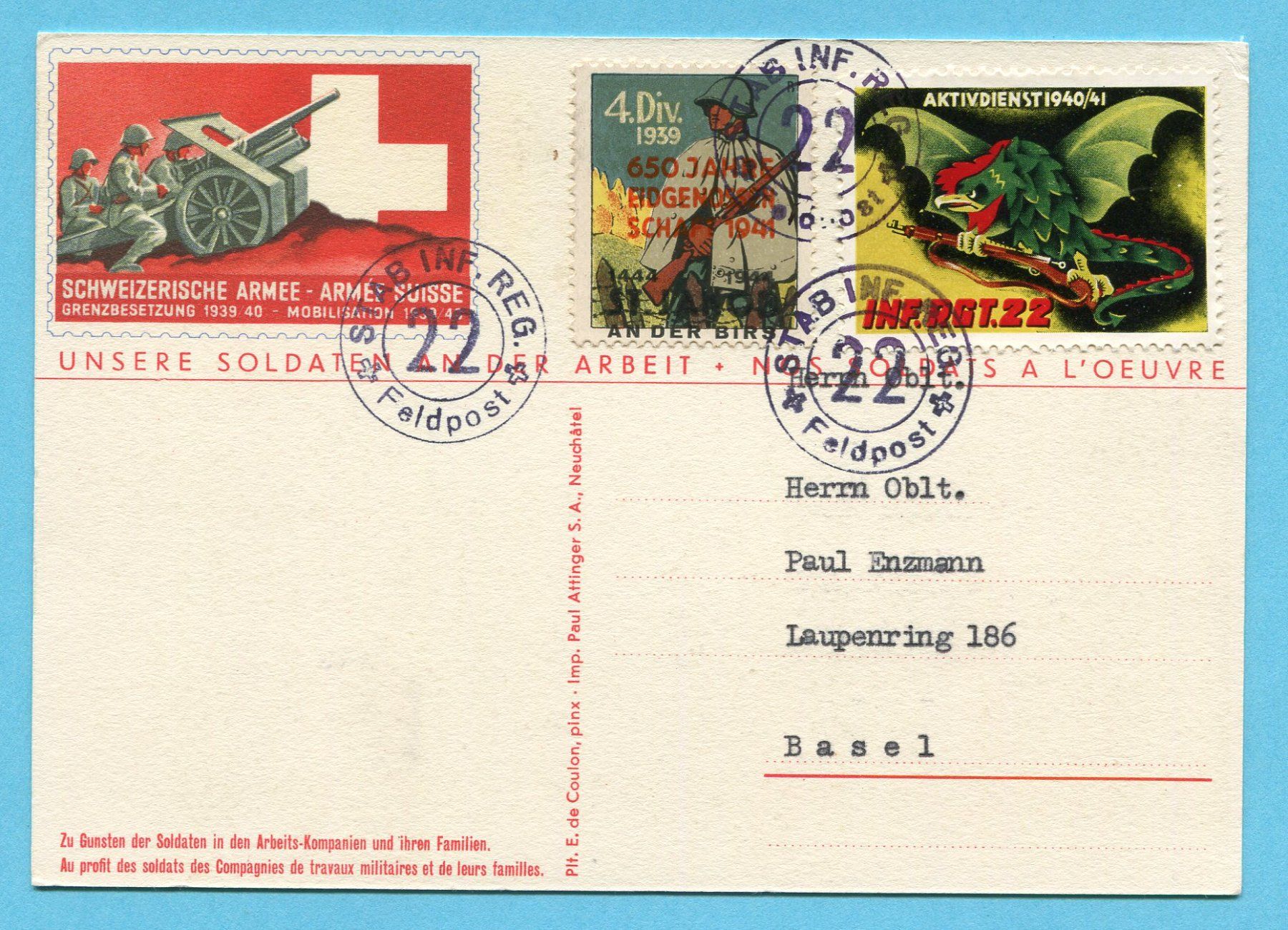 Tous les timbres: Karte HD - Arbeitsdienst Nr. 3 – D'occasion à Opfikon par Prophila 1
