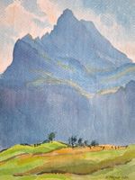 Aquarell Ferdinand Meyer-Streiff Ortstock Braunwald GL 1929