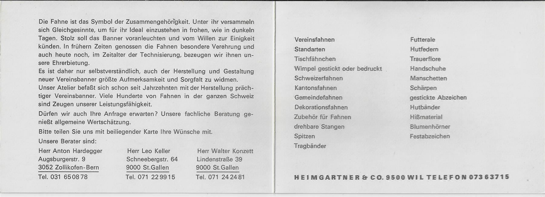 Bandiere: Heimgartner & Co. Wil SG - Fahnen – Antico da Ettingen venduto da Kartenplanet 2