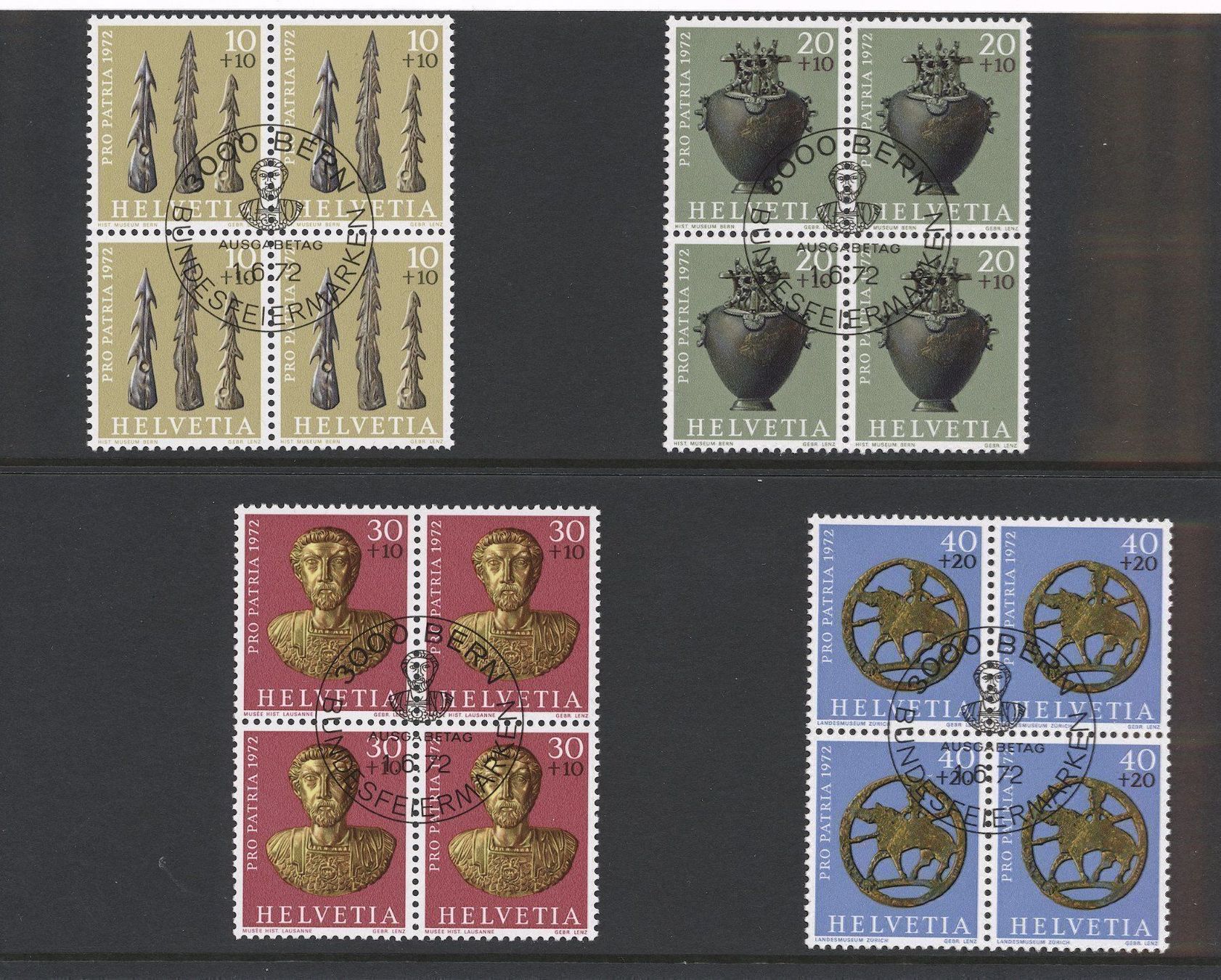 Tutti i francobolli: Pro Patria Viererblöcke 1970-73 gest. – Usato da Nesslau venduto da zueri6 2