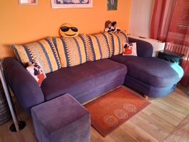 Ecksofa blau mit Schlaffunktion gebraucht Zustand