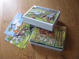 Antik Klötzli-Puzzle - Ancien puzzle cubes - Würfelpuzzle
