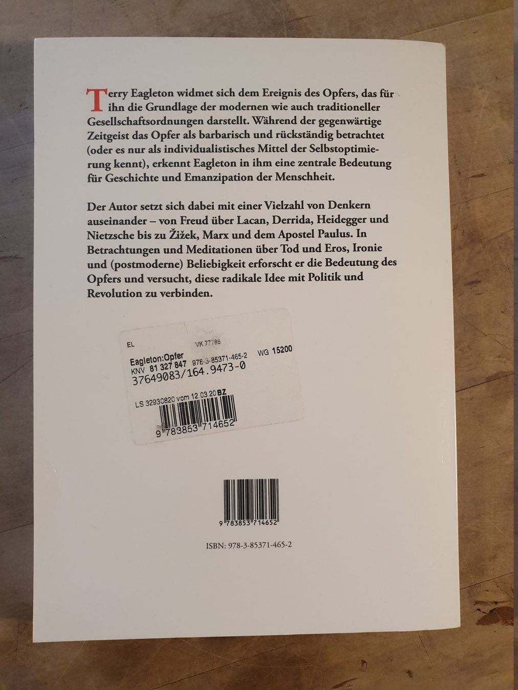 Libri: Opfer - Selbsthingabe und Befreiung Terry Eagleton ProMedia – Usato da Zürich venduto da loosebone 1