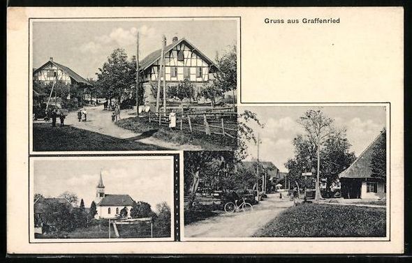 Cartoline postali: Grafenried /BE, Blick zur Kirche, Strass – Usato da Berlin venduto da bartko-reher