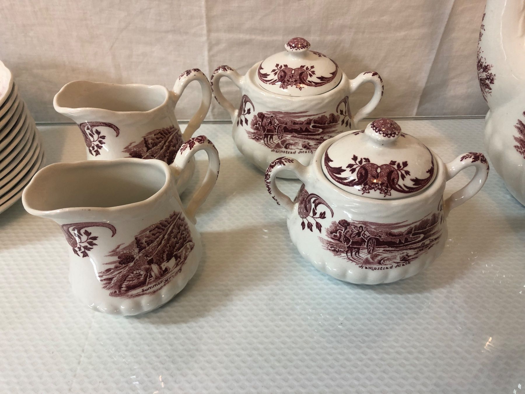 Set di piatti: Tee-/Kaffeset 41-teilig; Grindley "Scenes After Constable" – Usato da Brunnen venduto da Allerwaren 3