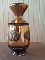 antike Vase , Kobaltblau , vergoldet, Blumendekor