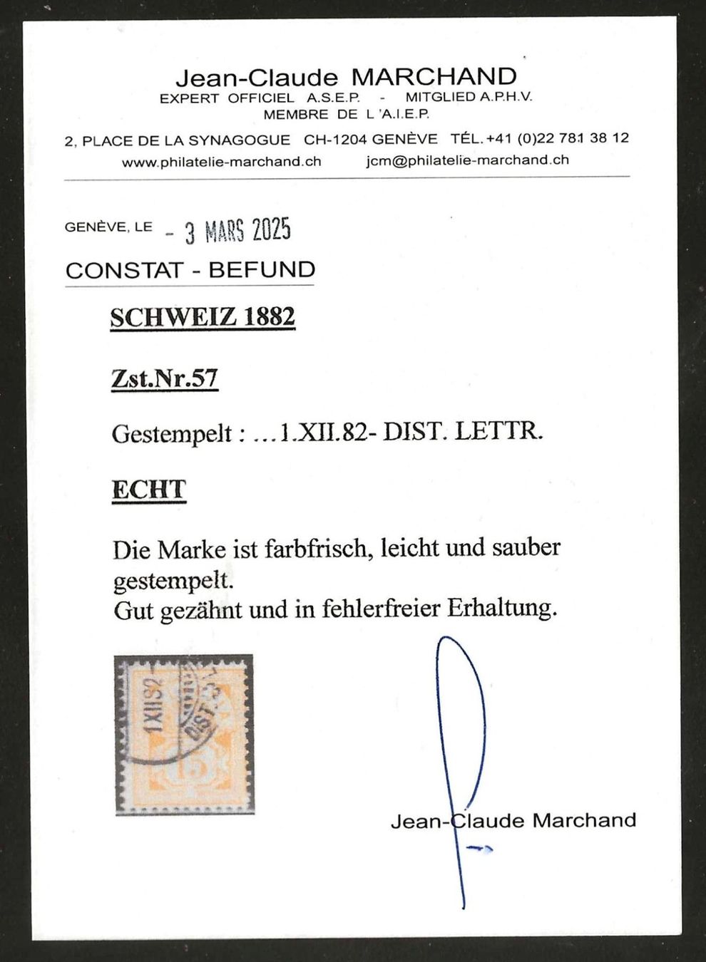 Tutti i francobolli: 1882 : Ziffermuster Nr. 57, einwandfrei, mit Befund – Usato da Gümligen venduto da Geniusbuy