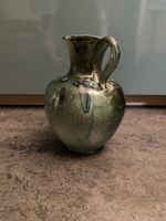 Vintage Keramik Krug, grün handgemacht, Top!