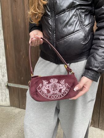 Juicy Couture Baguette Bag, Y2K, Weinrot, Neu mit Etikett