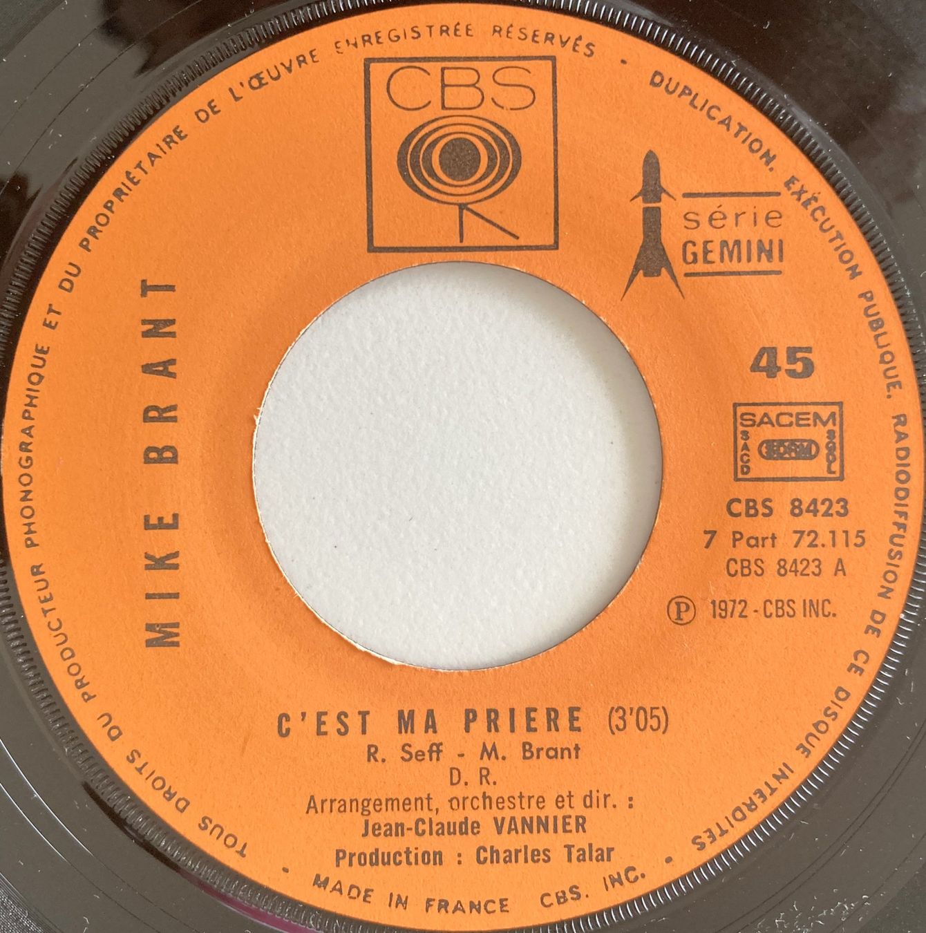 Dischi in vinile: MIKE BRANT - C'EST MA PRIERE – Usato da Bottens venduto da hotter-than-hell 2
