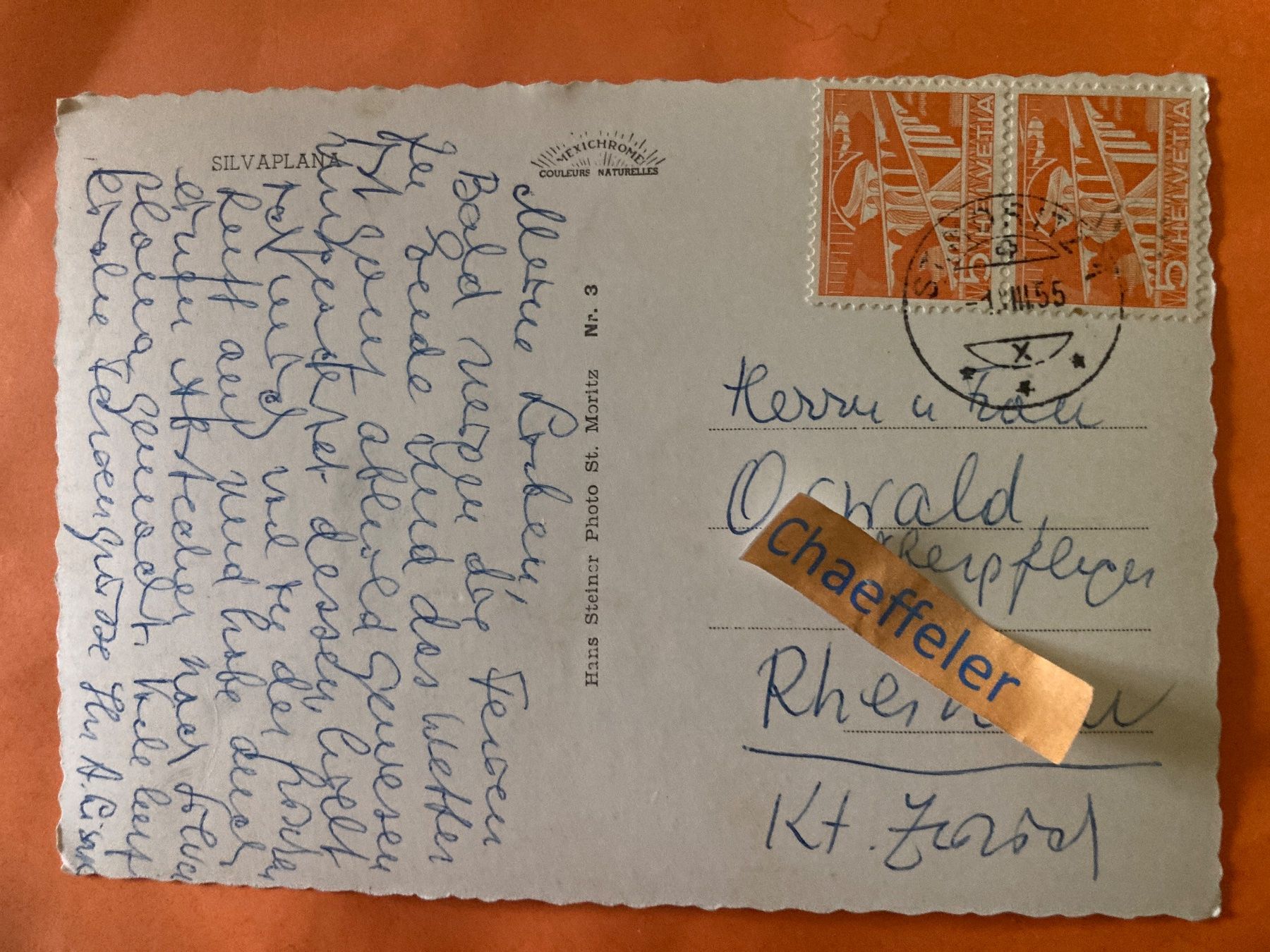 Cartes postales: 1955 Silvaplana – D'occasion à Zürich par Chaeffeler 1