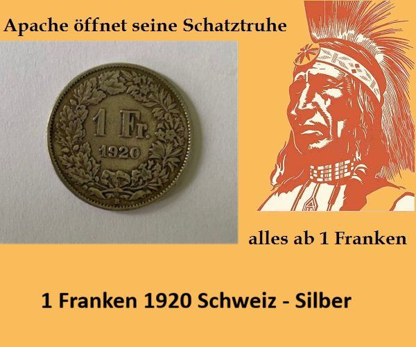 Alle Münzen: 1 Franken 1920 Silber - Schweiz – Gebraucht aus Zürich von Apache4