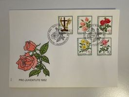 FDC CH Tag der Briefmarke und Rosen Pro Juventute 1982