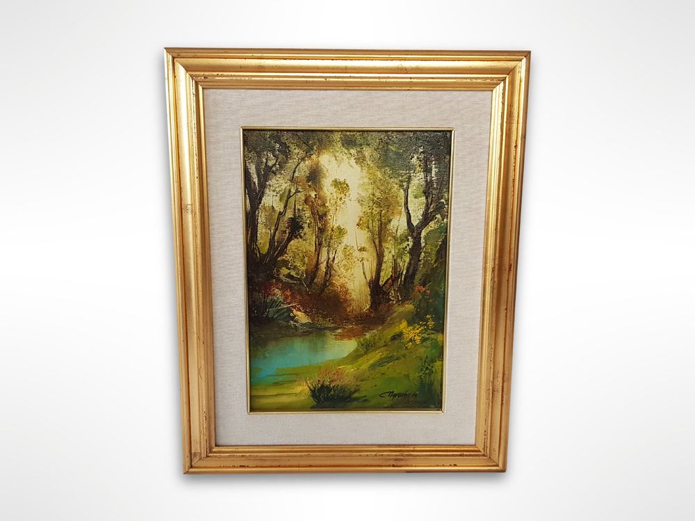 Gemälde Wald mit Teich Kaufen auf Ricardo