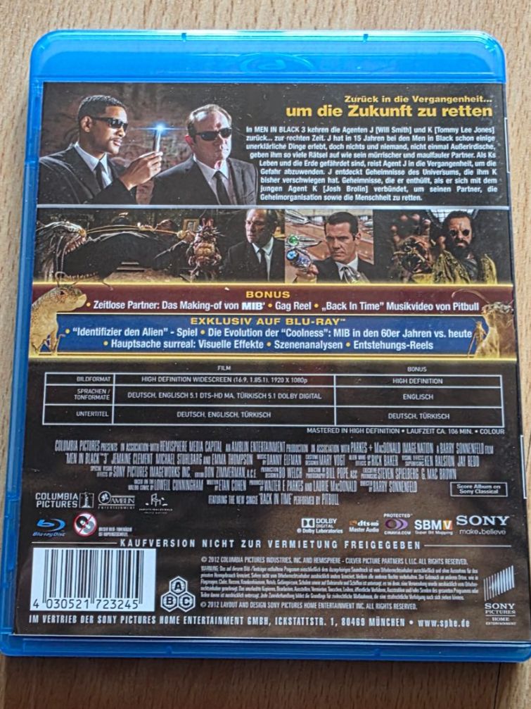 Tutti i DVDs: Men in Black 3 - Blu-Ray – Usato da Niederbipp venduto da Tamara15101995 1