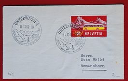 UNTERWASSER TOGGENBURG K STEMPEL 145 ORTSWERBE-STEMPEL 1955