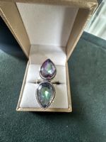 Doppelter Mystic Topas Ring, Grösse  57-58, Silber 925