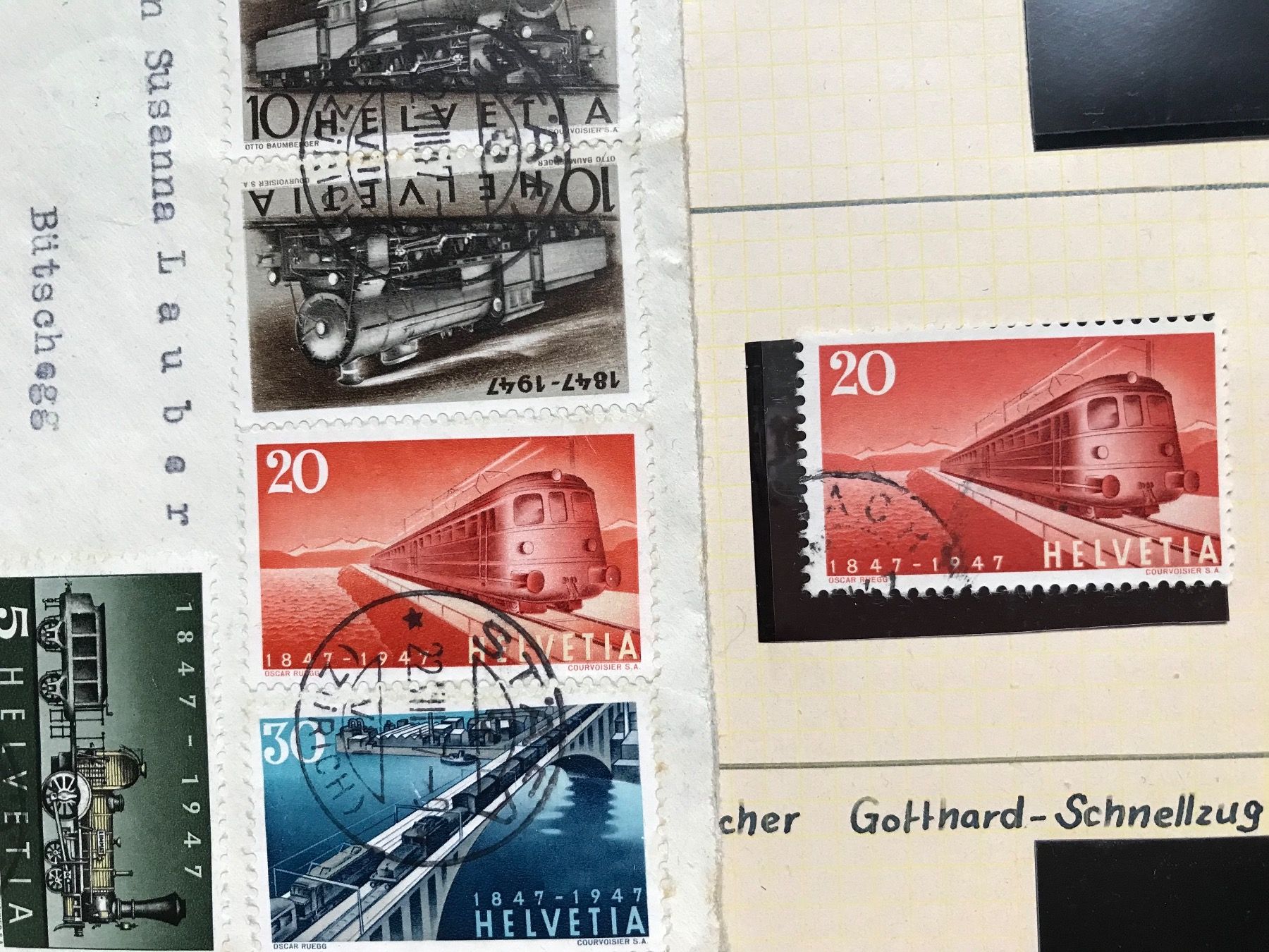 Tous les timbres: 1947, 100 Jh. Schweizer Eisenbahnen - Couvert + Einzelmarken – D'occasion à stäfa par brandy66 2