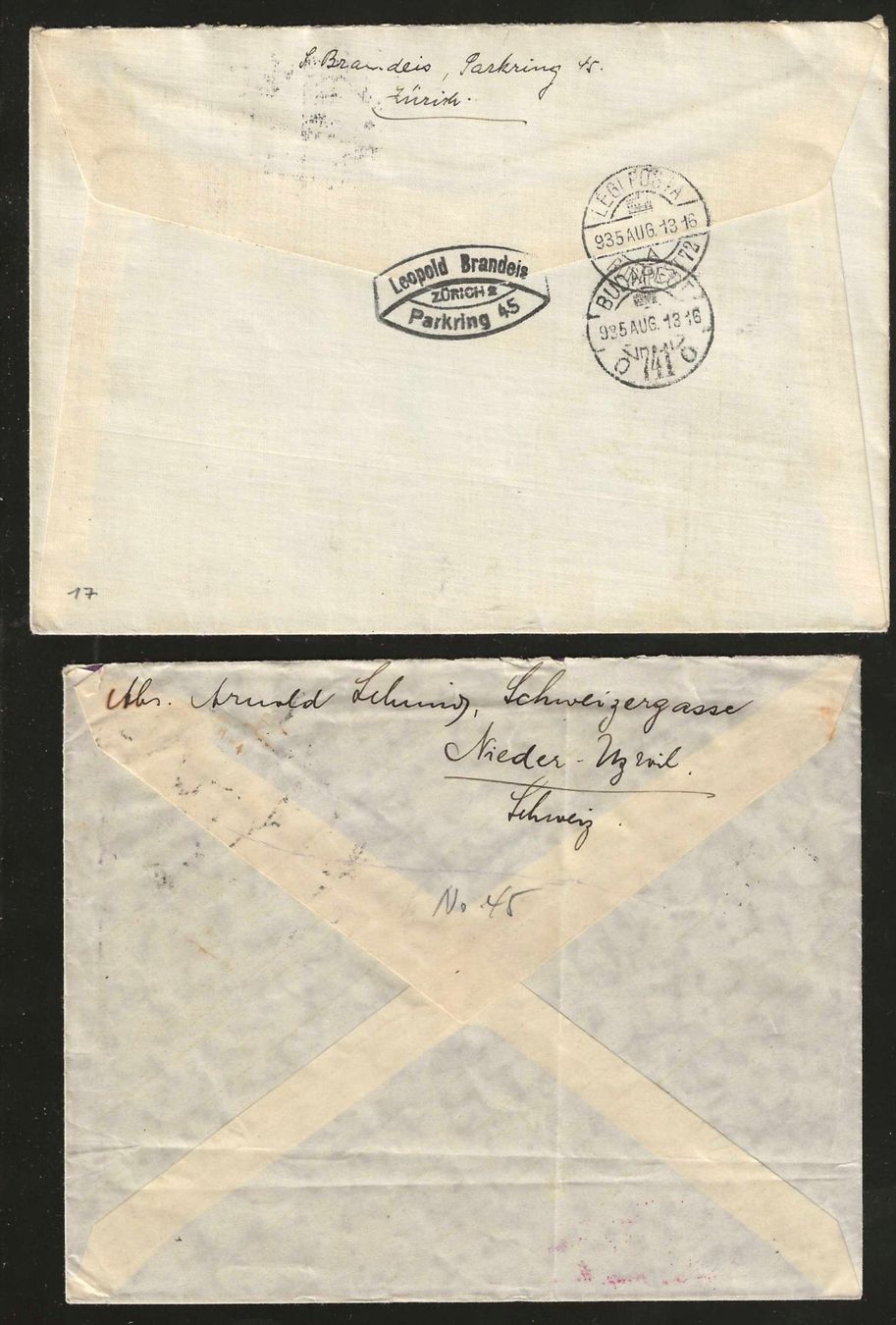 Tutti i francobolli: 1932/35 : 2 Flugpost Briefe ins Ausland – Usato da Gümligen venduto da Geniusbuy 1