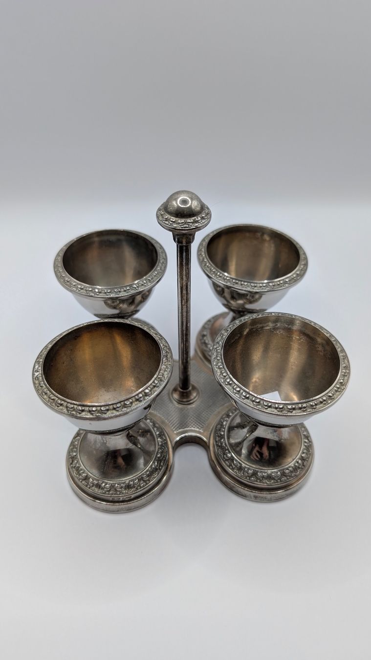 Altre Stoviglie: Vintage Eierbecher-Set Ianthe England versilbert – Usato da Winterthur venduto da gubbi79