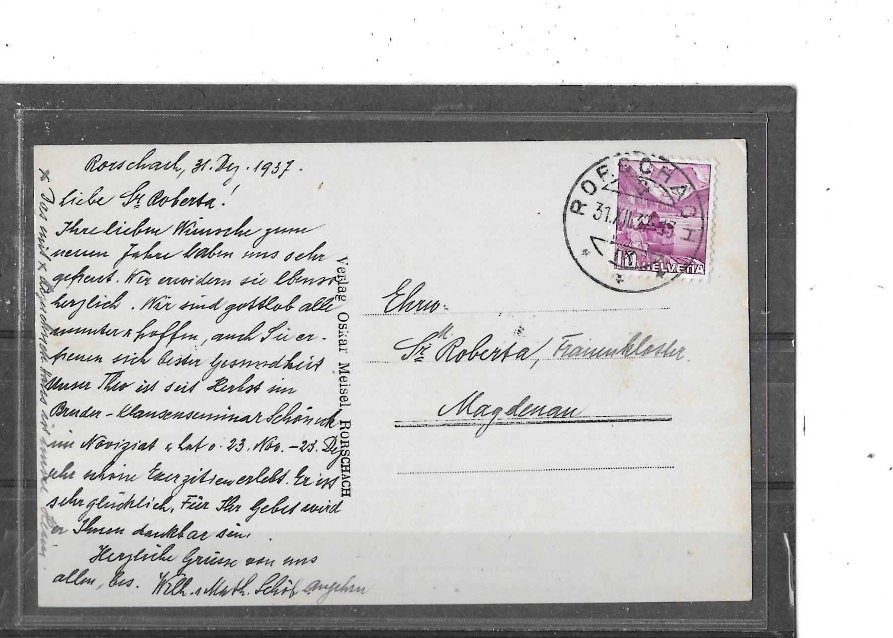 Cartoline postali: SG Rorschach 1937 Ecke Kirch-Mariabergstrasse – Usato da Schocherswil venduto da Wilare 1