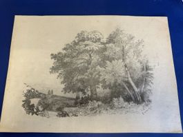 Alte Bleistiftzeichnung, signiert, datiert 1871, Rarität!