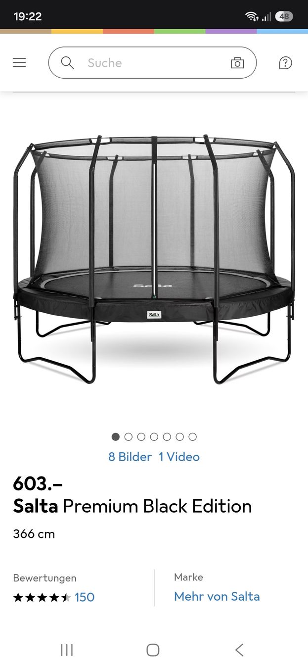 Salta Trampoline: Salta Trampolin Premium Black Edition 3.66m – Defekt aus Plasselb von PG14 7