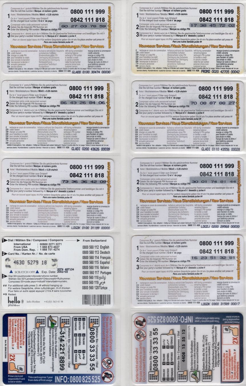 Schede telefoniche: 10 diverse Schweizer Prepaid Telefonkarten – Usato da Eglisau venduto da Chperfins 1