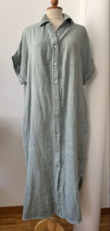 Robe chemise longue en lin et coton, taille unique 
