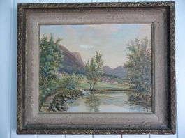 Peinture: l'Orbe à Vallorbe et dent de Vaullion de ch Golay
