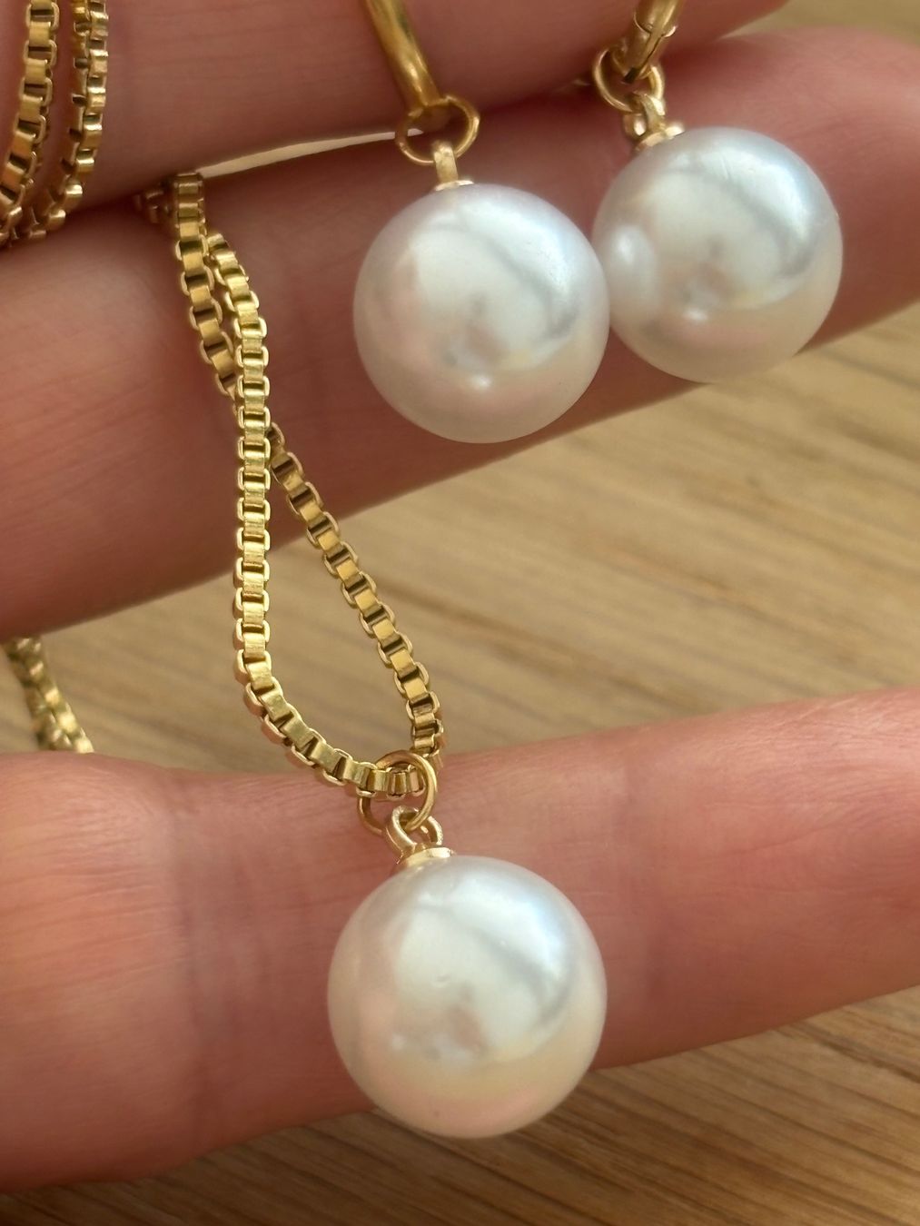 Ketten: Luxus Edelsthal Kette/Orstecker Farbe :Gold Kunstperlen – Neu (gemäss Beschreibung) aus Biel-Bienne von Roserosse13 2