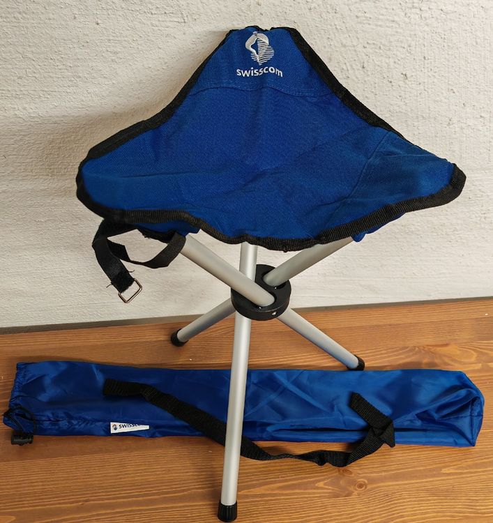 Hocker: Dreibein Hocker Campingstuhl blau – Neu (gemäss Beschreibung) aus Rheinsulz von Dred
