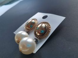 Élégantes boucles d'oreilles vintage avec perles nacrées